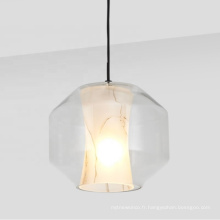 Design de mode E27 Lampe à suspension en verre acrylique moderne blanc pour résidentiel